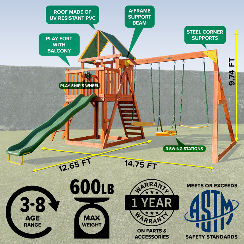Sportspower Pine Hill Wooden Swing Set with Lifetime Warranty on 8
